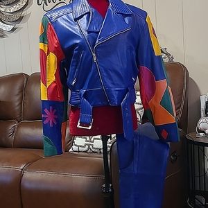 VINTAGE NORTH BEACH QUEEN OF HEARTS LEATHER SUIT